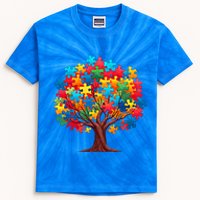 Tree Of Hope Autism Awareness Funny Support Puzzle Great Gift Kids Tie-Dye T-Shirt