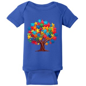 Tree Of Hope Autism Awareness Funny Support Puzzle Great Gift Baby Bodysuit