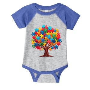 Tree Of Hope Autism Awareness Funny Support Puzzle Great Gift Infant Baby Jersey Bodysuit