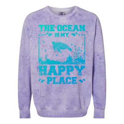 The Ocean Is My Happy Place Gift Colorblast Crewneck Sweatshirt