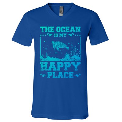 The Ocean Is My Happy Place Gift V-Neck T-Shirt