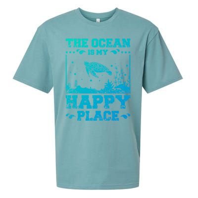 The Ocean Is My Happy Place Gift Sueded Cloud Jersey T-Shirt