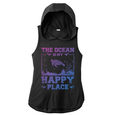 The Ocean Is My Happy Place Gift Ladies PosiCharge Tri-Blend Wicking Draft Hoodie Tank