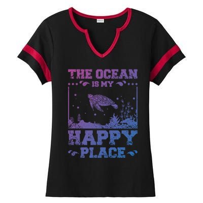 The Ocean Is My Happy Place Gift Ladies Halftime Notch Neck Tee