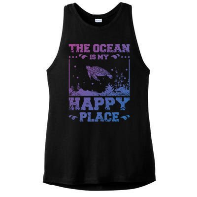 The Ocean Is My Happy Place Gift Ladies PosiCharge Tri-Blend Wicking Tank