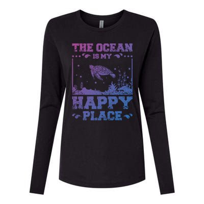 The Ocean Is My Happy Place Gift Womens Cotton Relaxed Long Sleeve T-Shirt