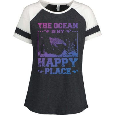 The Ocean Is My Happy Place Gift Enza Ladies Jersey Colorblock Tee