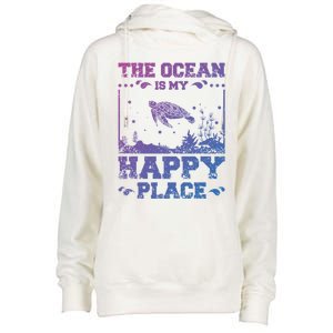 The Ocean Is My Happy Place Gift Womens Funnel Neck Pullover Hood