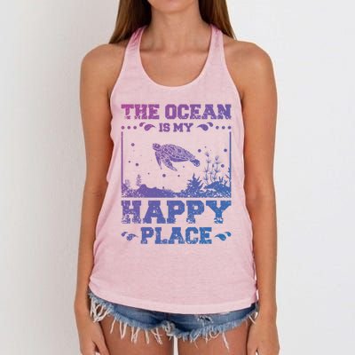 The Ocean Is My Happy Place Gift Women's Knotted Racerback Tank