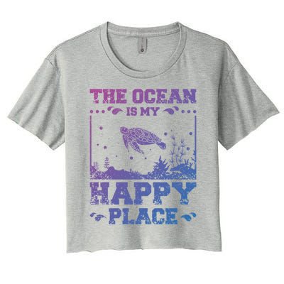 The Ocean Is My Happy Place Gift Women's Crop Top Tee