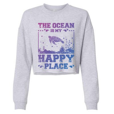 The Ocean Is My Happy Place Gift Cropped Pullover Crew