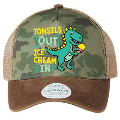 Tonsils Out Ice Cream In Dino Tonsillectomy Tonsil Removal Legacy Tie Dye Trucker Hat