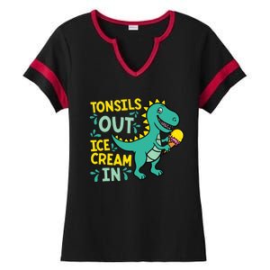 Tonsils Out Ice Cream In Dino Tonsillectomy Tonsil Removal Ladies Halftime Notch Neck Tee