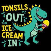 Tonsils Out Ice Cream In Dino Tonsillectomy Tonsil Removal Stripe Pom Pom Beanie