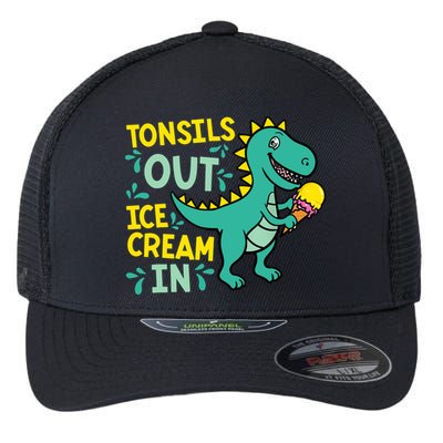 Tonsils Out Ice Cream In Dino Tonsillectomy Tonsil Removal Flexfit Unipanel Trucker Cap