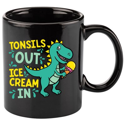 Tonsils Out Ice Cream In Dino Tonsillectomy Tonsil Removal 11oz C Handle Ceramic Mug
