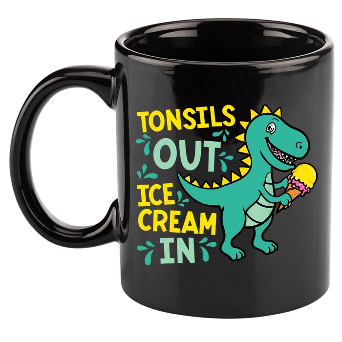 Tonsils Out Ice Cream In Dino Tonsillectomy Tonsil Removal 11oz C Handle Ceramic Mug