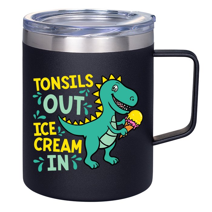 Tonsils Out Ice Cream In Dino Tonsillectomy Tonsil Removal 12oz Stainless Steel Coffee Mug