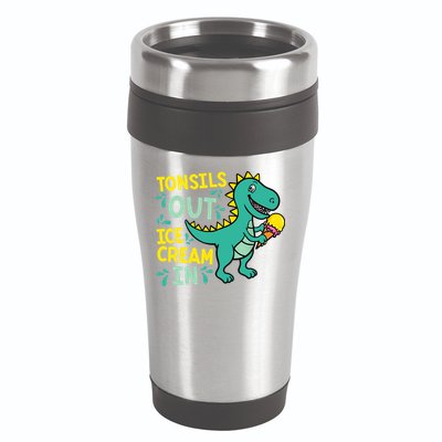 Tonsils Out Ice Cream In Dino Tonsillectomy Tonsil Removal 16oz Travel Tumbler