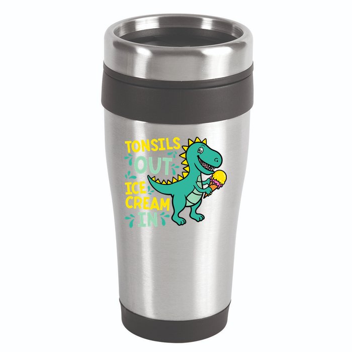 Tonsils Out Ice Cream In Dino Tonsillectomy Tonsil Removal 16oz Travel Tumbler
