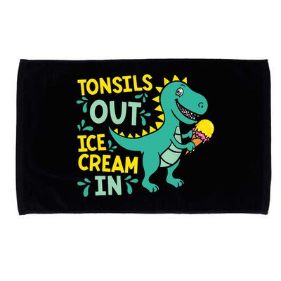 Tonsils Out Ice Cream In Dino Tonsillectomy Tonsil Removal Microfiber Hand Towel