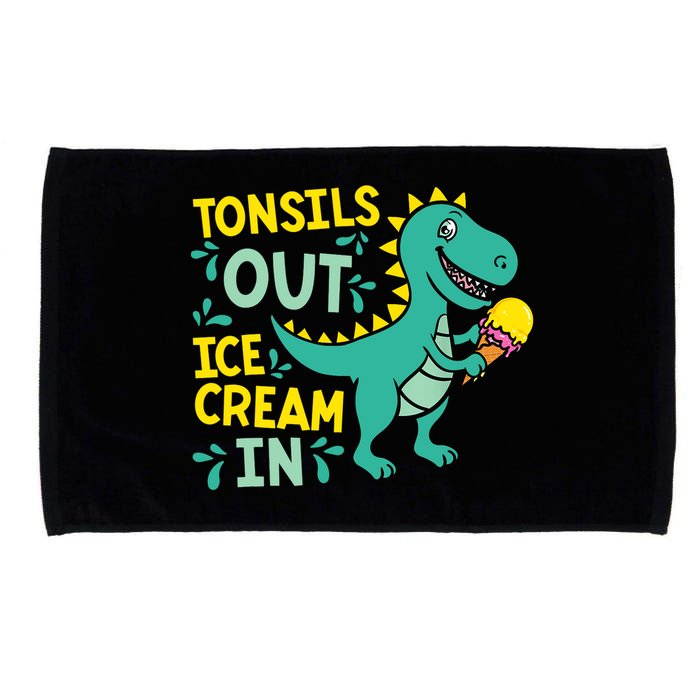 Tonsils Out Ice Cream In Dino Tonsillectomy Tonsil Removal Microfiber Hand Towel