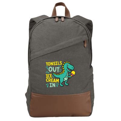 Tonsils Out Ice Cream In Dino Tonsillectomy Tonsil Removal Cotton Canvas Backpack
