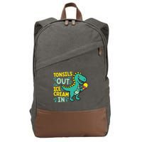 Tonsils Out Ice Cream In Dino Tonsillectomy Tonsil Removal Cotton Canvas Backpack