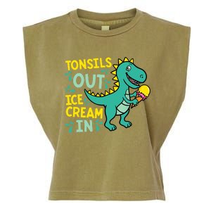 Tonsils Out Ice Cream In Dino Tonsillectomy Tonsil Removal Garment-Dyed Women's Muscle Tee