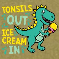 Tonsils Out Ice Cream In Dino Tonsillectomy Tonsil Removal Garment-Dyed Women's Muscle Tee