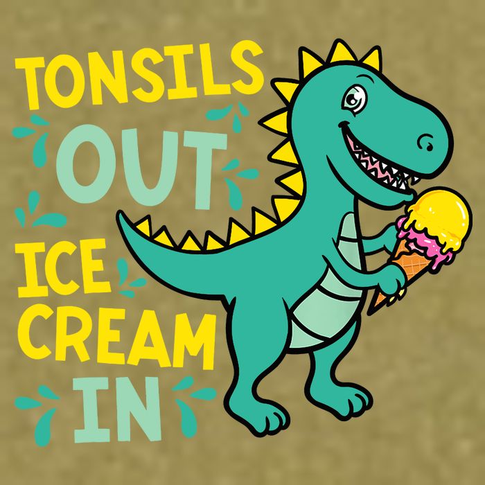 Tonsils Out Ice Cream In Dino Tonsillectomy Tonsil Removal Garment-Dyed Women's Muscle Tee