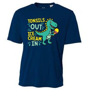 Tonsils Out Ice Cream In Dino Tonsillectomy Tonsil Removal Cooling Performance Crew T-Shirt