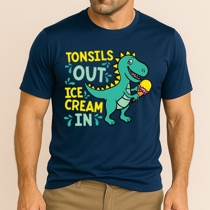 Tonsils Out Ice Cream In Dino Tonsillectomy Tonsil Removal Performance Shirt