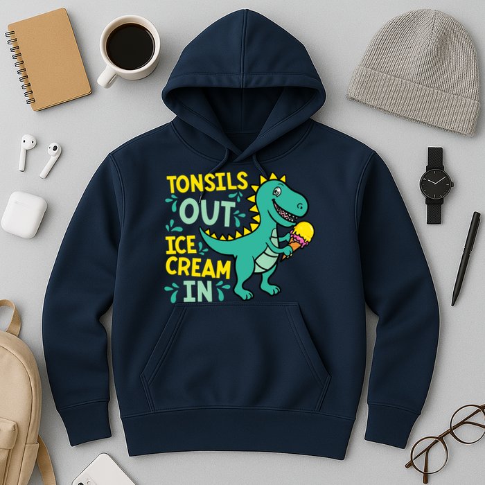 Tonsils Out Ice Cream In Dino Tonsillectomy Tonsil Removal Hoodie