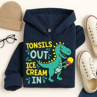 Tonsils Out Ice Cream In Dino Tonsillectomy Tonsil Removal Hoodie