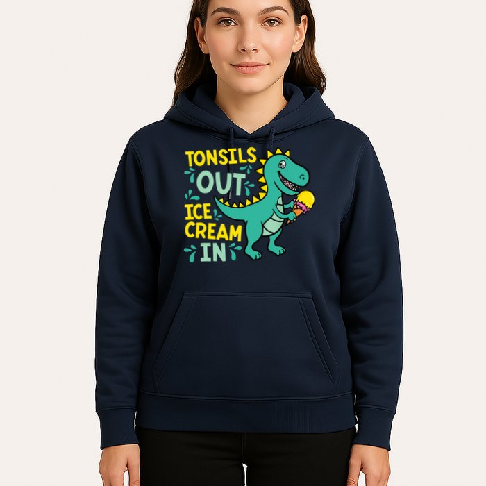 Tonsils Out Ice Cream In Dino Tonsillectomy Tonsil Removal Hoodie