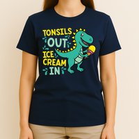 Tonsils Out Ice Cream In Dino Tonsillectomy Tonsil Removal T-Shirt