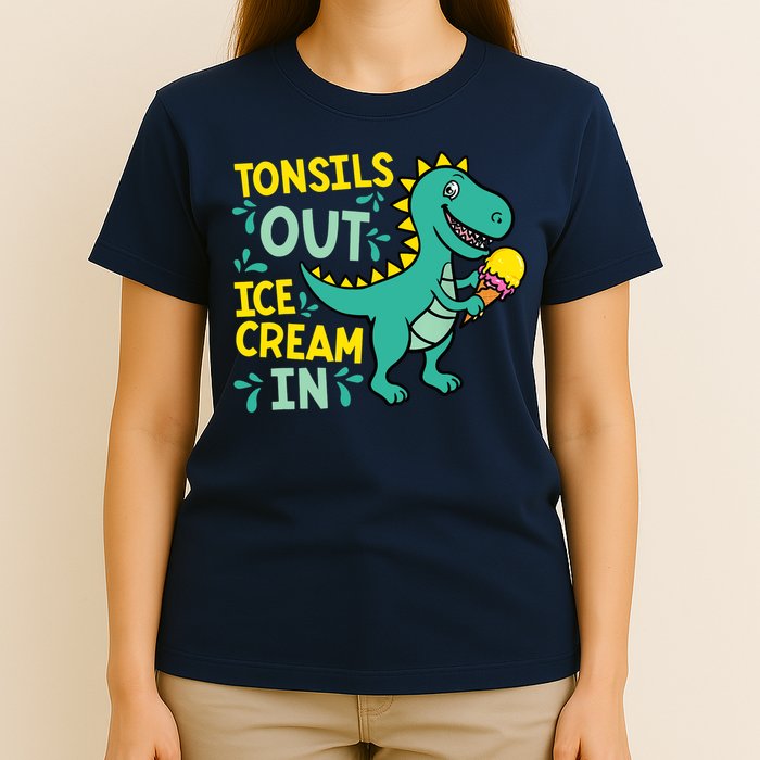 Tonsils Out Ice Cream In Dino Tonsillectomy Tonsil Removal T-Shirt