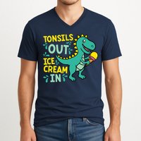 Tonsils Out Ice Cream In Dino Tonsillectomy Tonsil Removal V-Neck T-Shirt