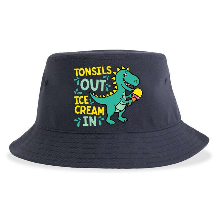 Tonsils Out Ice Cream In Dino Tonsillectomy Tonsil Removal Sustainable Bucket Hat