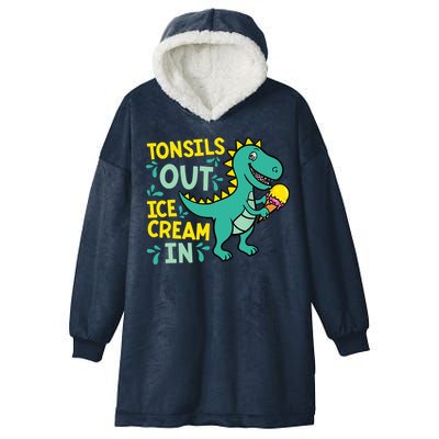 Tonsils Out Ice Cream In Dino Tonsillectomy Tonsil Removal Hooded Wearable Blanket