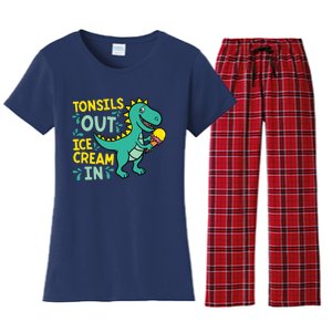 Tonsils Out Ice Cream In Dino Tonsillectomy Tonsil Removal Women's Flannel Pajama Set