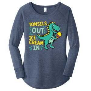 Tonsils Out Ice Cream In Dino Tonsillectomy Tonsil Removal Women's Perfect Tri Tunic Long Sleeve Shirt