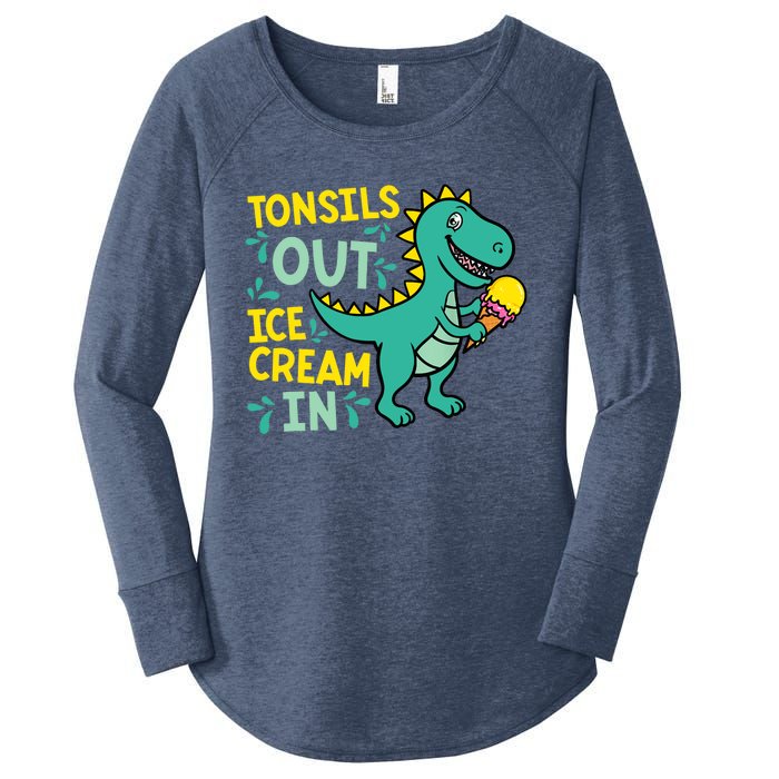 Tonsils Out Ice Cream In Dino Tonsillectomy Tonsil Removal Women's Perfect Tri Tunic Long Sleeve Shirt