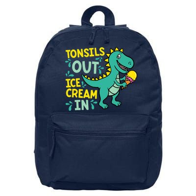 Tonsils Out Ice Cream In Dino Tonsillectomy Tonsil Removal 16 in Basic Backpack