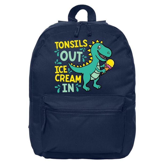 Tonsils Out Ice Cream In Dino Tonsillectomy Tonsil Removal 16 in Basic Backpack