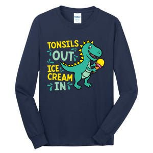 Tonsils Out Ice Cream In Dino Tonsillectomy Tonsil Removal Tall Long Sleeve T-Shirt