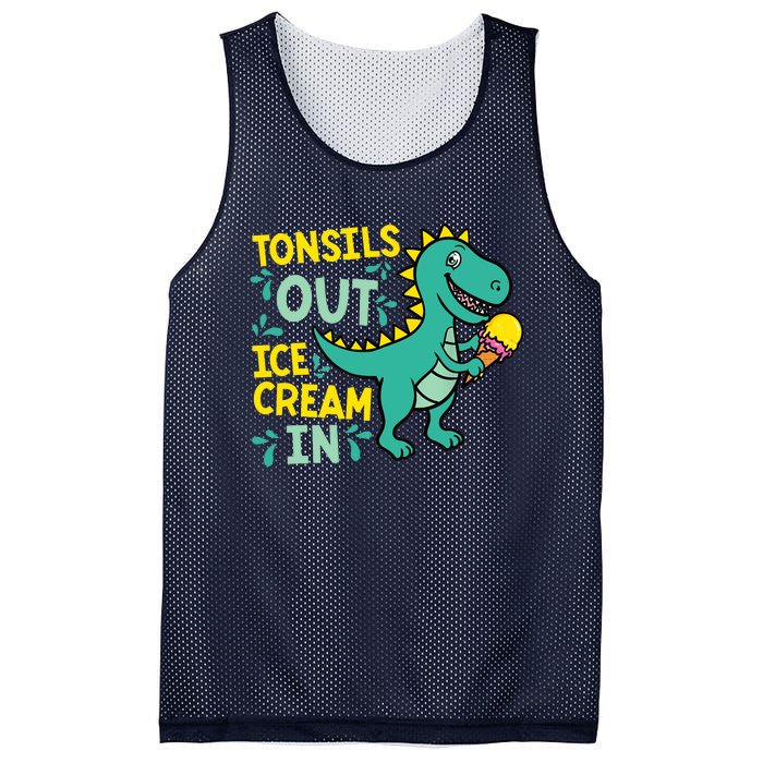 Tonsils Out Ice Cream In Dino Tonsillectomy Tonsil Removal Mesh Reversible Basketball Jersey Tank