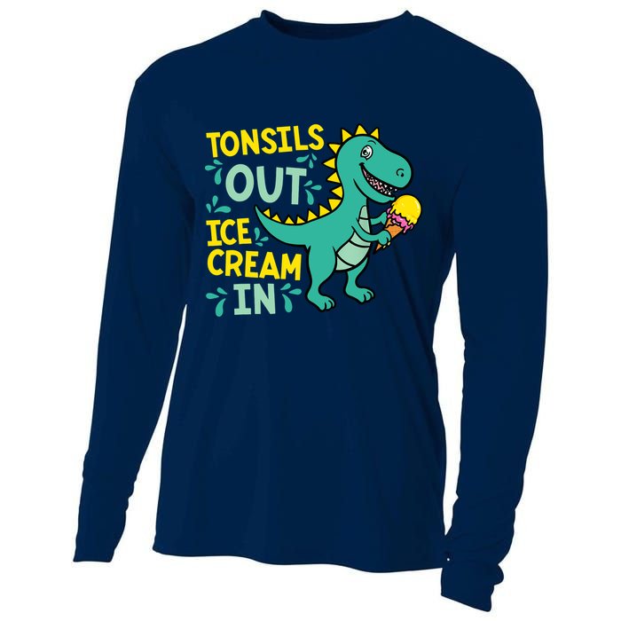 Tonsils Out Ice Cream In Dino Tonsillectomy Tonsil Removal Cooling Performance Long Sleeve Crew
