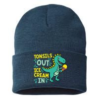 Tonsils Out Ice Cream In Dino Tonsillectomy Tonsil Removal Sustainable Knit Beanie